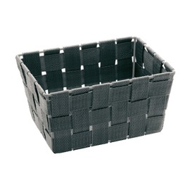 WENKO Adria Long Bathroom Mini-Basket, Polypropylene, Grey, 14 x 19 x 9 cm