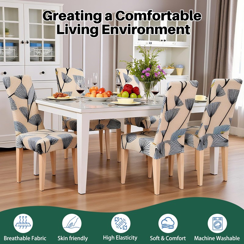 Dioxide Dining Chair Slipcovers, Removable Washable Dining Chair Covers Set