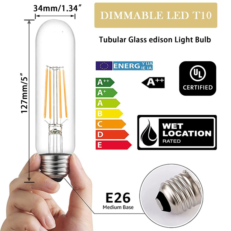 NOVELUX 5 Inch Edison Bulb, 2700K Soft White E26 Led