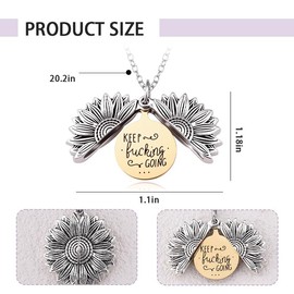 Uwonkeo Sunflower Keep Going Necklace for Women Men Inspirational Encouragement Necklaces for Sunflower Lovers Birthday Christmas Gifts for Daughter Son Funny Motivational Gift Flower Necklace