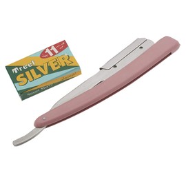 SURGICAL ONLINE Classic Professional Straight Edge Razor with 10 Treet Silver Razor Blades - Close Shave Every Time Men's Manual Shaver Safety Retro Style (Salmon)
