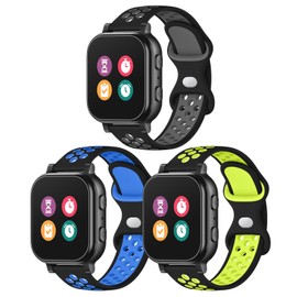 3 Pack Waterproof Silicone Gizmo Watch Band for Kids Compatible with Gizmo Watch 3 2 1/ Gabb Watch 3 2 1/ SyncUP/Cosmo JrTrack Watch, Breathable Soft Sport Bands with Air Holes Design for Boys Girls