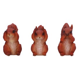 Nemesis Now Three Wise Squirrels 9cm, Resin, Red, Three Wise Red Squirrels, Occult Squirrels Figurine Trio Set, Squirrel Gift, Cast in the Finest Resin, Expertly Hand-Painted