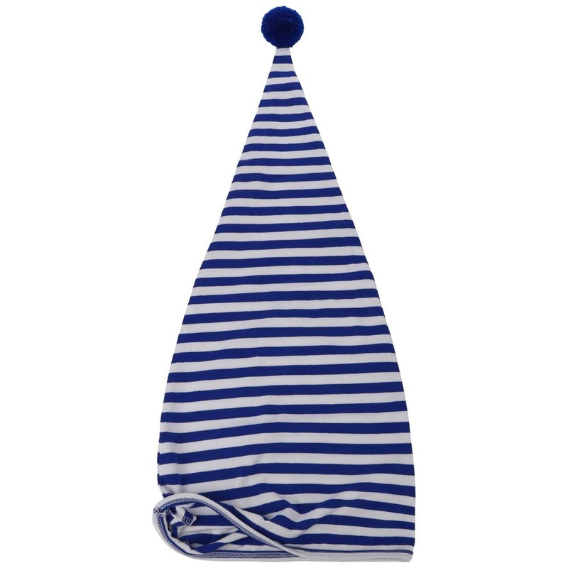 Hutshopping Cotton Knitted Hat, Nightcap, Dwarf Hat, Oversized, blue white