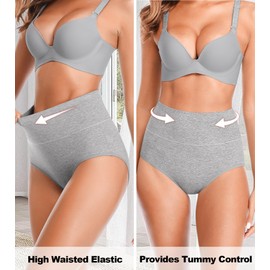 OLIKEME Women's High Waisted Underwear Tummy Control Underwear Postpartum Essentials Breathable Womens Panties Soft Cotton Panties Full Coverage Briefs, 5-pack Size L