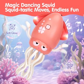 hahaland Baby Toys 12-18 Months - Crawling Dancing Squid Toy Tummy Time Toys Musical Moving Developmental Funny Baby Gifts Rechargeable Electric Octopus Toy for 1 Year Old Girl Gifts Stocking Stuffers