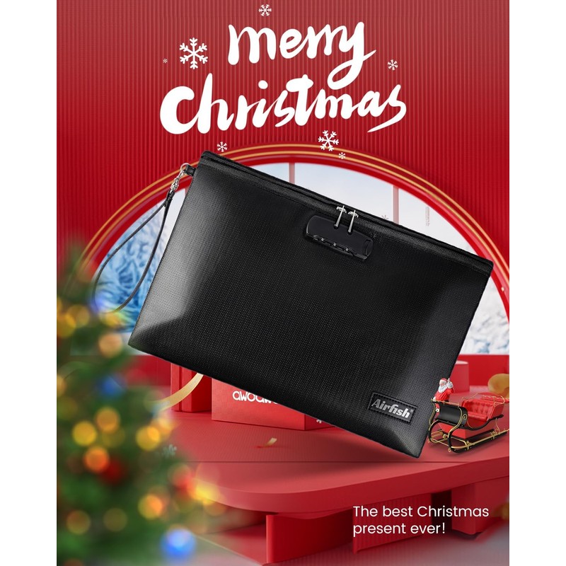 Fireproof Document Bag with Lock, 36 x 25 cm Wallet