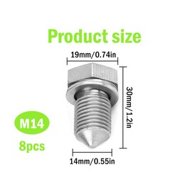 Hitopin Pack of 8 Oil Drain Plug with Sealing Ring, Alloy Steel Oil Drain Plug, Oil Drain Plug with Washer, Compatible with N90813202, for Cars