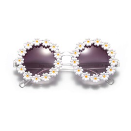 S-TROUBLE Round Classic Daisy Sunglasses for Women Men Mirrored UV400, Daisies