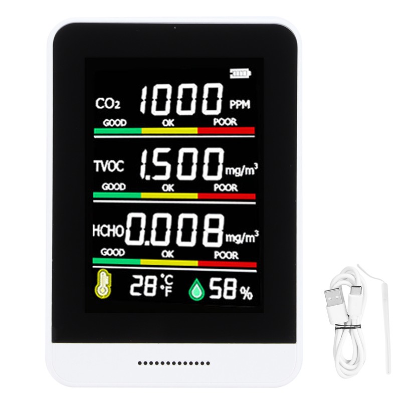 Air Quality Monitor Portable CO2 TVOC Formaldehyde Tester Humidity Detection