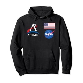 Artemis Mission 1 One Astronaut Patch Front and Back Design Pullover Hoodie