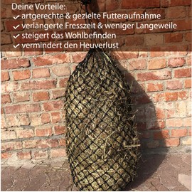 Hay Net for Horses Tight Mesh, Species-Appropriate Feeding, Improves Digestion & Well-being of Animals, Hay Grass Feed, Straw Feed Net, Hay Bag, Sizes Filling Weight (1 x Black)