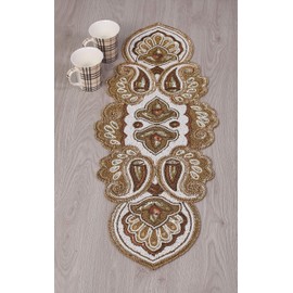 Light & Pro Beaded Table Runner 36inch, Glitz Table Runner,Decorative Table Runner,Farmhouse Table Runner,Rustic Bridal Shower Beaded Table Runner,Beaded Christmas Table runner-13x36 Gold Ivory