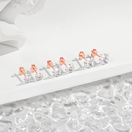 Cangall Stud Earrings 925 Sterling Silver Square Cubic Zirconia Stud Earrings, 4/5/6 mm Hypoallergenic Earrings Silver 925, Cartilage Sleeping Silver Earrings Studs for Multiple Ear Holes, Cubic