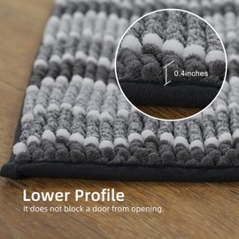 KASENTEX Set of 2 Non-Shedding Soft Luxury Bathroom Rugs 20x32, Absorbent Chenille Bath Mats, Durable Non-Slip Machine Wash Bath Carpet for Bathroom Floor, Grey