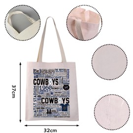 VAMSII Cowboy Football Theme Tote Bag - Brown, Medium, Water Resistant, Lightweight, Portable - Adult, Unisex