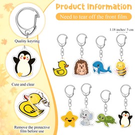 Landical 24 Sets Back to School Gifts Pocket Hug Bulk Mini Acrylic Positive Animal Keychains Emotional Support Cards Bags for Student