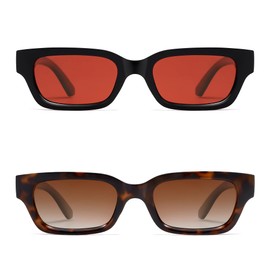 VANLINKER Polarized Trendy Small Skinny Square Cat Eye Sunglasses for Women Retro Vintage Shades VL9846,Tortoise Red