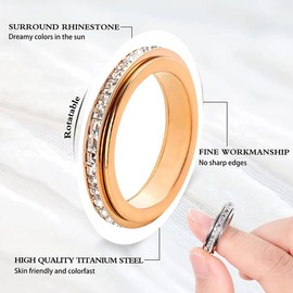 LiyCarp Anxiety Spinner Rings Fidget Rings Stainless Steel Wedding Engagement Band for Women Girls Stress Relief(Rose Gold),Size 9