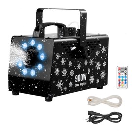 VEVOR 900W Snow Machine with 9 LED RGB Lights, 12 LED Lighting Colors, and Wireless Remote, Handheld/Hanging Outdoor Snowflake Machine Fake Snow Machines with 1L Tank for Christmas Party