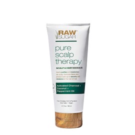 RAW SUGAR, Pure Scalp Therapy, Mascarilla Capilar para Cuero Cabelludo y Cabello, con Carbón Activado, Coco y Aceite de Hierbabuena, Prensado en Frío, Vegana, Libre de Sulfatos SLS y Parabenos, 198 ml