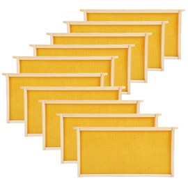 Bee Frames, Deep Beehive Frames with Wax Foundation, 10Pcs Hive Frames, 9-1/8-Inch, Unassembled