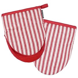 Homewear Marlow Silicone Mini Mitt Set, Heat and Slip Resistant, Recycled Cotton with Soft Lining, Thick Kitchen Gloves for Cooking, Red