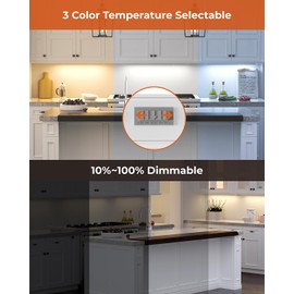 Matane Dimmable LED Under Cabinet Lighting Fixture, Hardwired/Plug-in Installation, 6.5W 450LM 11IN Under Cabinet Light, 3CCT Color Selectable, 120V Under Counter Lights for Kitchen, ETL Listed, White