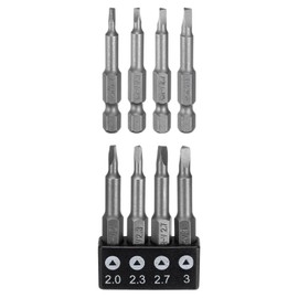 sourcing map 4pcs Triangle Magnetic Screwdriver Insert Bits 2.0 2.3 2.7 3.0 1/4" Hex Shank 2" Length Special Shaped Power Drill Bits with Bit Holder
