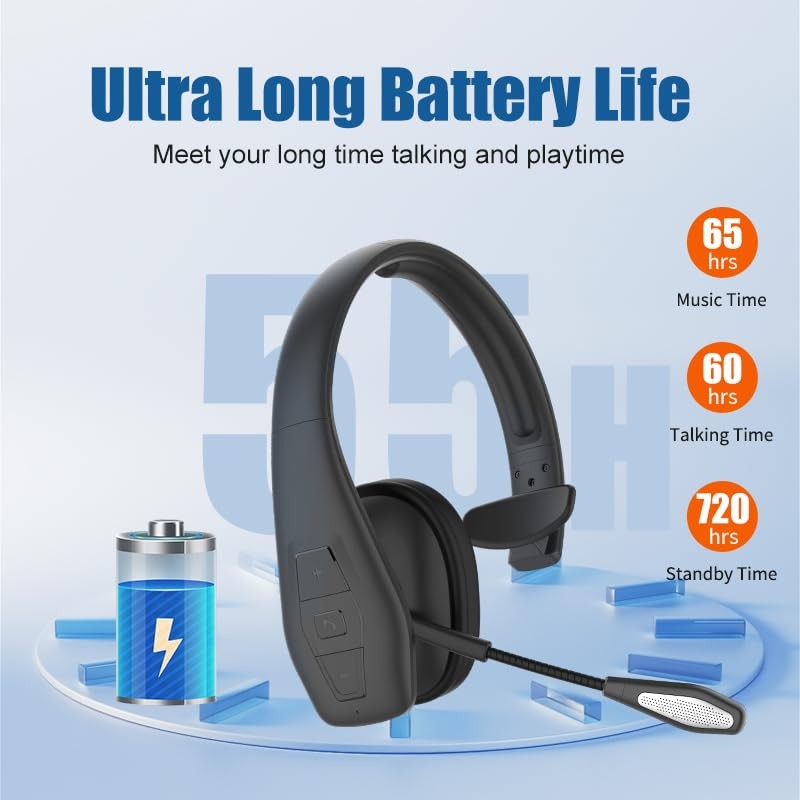 Xuuly Auriculares Bluetooth Inalámbricos con Micrófono, Micrófono de Doble Cancelación