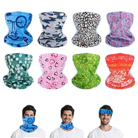 8 Pcs Outdoor Multifunctional Headwear Scarf Face Mask Magic Headwear Balaclava Snoods Bandanas for Men &Women
