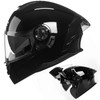 Crown Racing Modular Motorcycle Helmet with Flip-Up Design, Gloss Black,