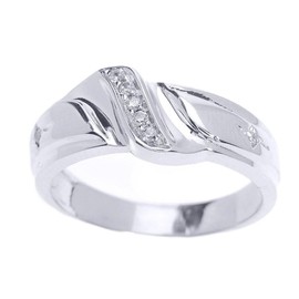 Men's 925 Sterling Silver 7-Stone Diamond Wedding Band, Size 16