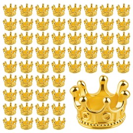 100PCS Small Mini Crowns for Crafts，Gold Crown Beads Elegant