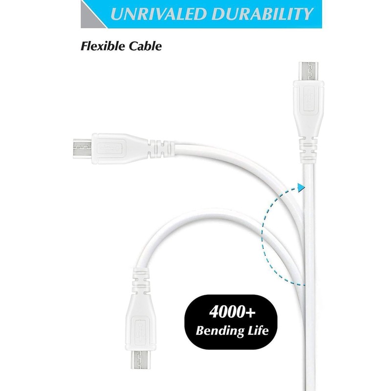 Jantoy 5ft White Micro USB Audio Cable Laptop PC Data