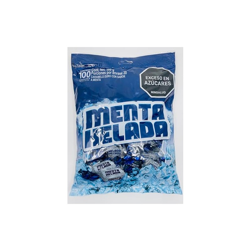 Super Menta Helada Hard Mint Candy, 100 Pieces, 300g Bag