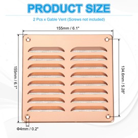 PATIKIL 6x6 Inch Aluminum Gable Vent, 2pcs Exterior Wall Outlet Vent Cover HVAC Air Grille Louvered Screen Mesh for Kitchen Bathroom Ventilation, Brown