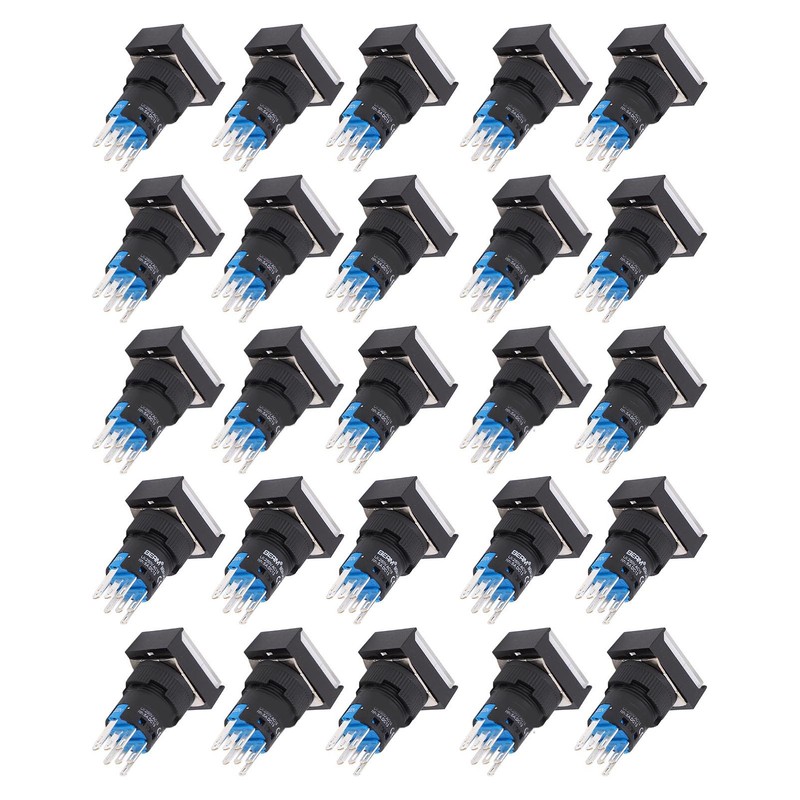 25 Pcs Industrial Push Button Switch Self Locking Push Button