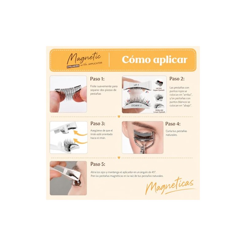 2 Pares Superior e Inferior de Pesta?as Magn?ticas Naturales sin