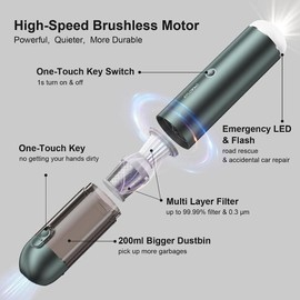 EFlowing Portable Cordless Car Vacuum Cleaner, 120W Rechargeable, Ultra Lightweight