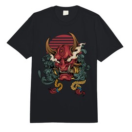 Oni Mask Japanese Devil Face Japan Street Style Comfort Colors Adult Heavyweight T-Shirt