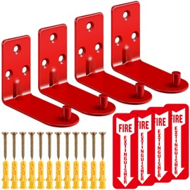 Fire Extinguisher Mount Fire Extinguisher Bracket for 5-20 lb Fire Extinguisher Wall Mount Universal Fire Extinguisher Holder Wall Hook Screws Gaskets Self Adhesive Safety Sticker Sign(8 Sets)