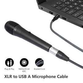 HUALEU 3.3Feet USB to XLR Female Microphone Cable,XLR Female to USB Mic Link Converter Cable for Microphones or Recording