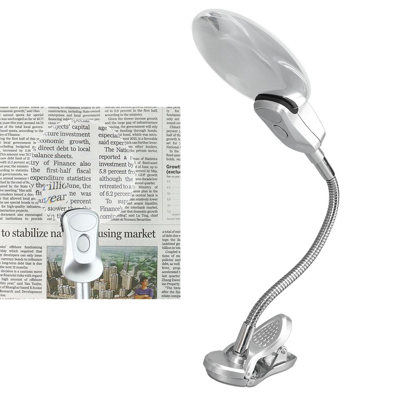 Magnifying Glass with Light Adjustable Flexible Gooseneck Clip On Magnifying