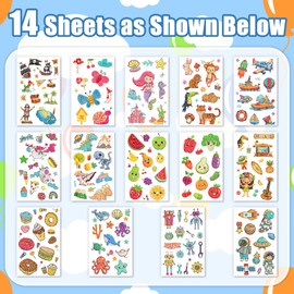 TatoYard Mixed Glitter Tattoos for Kids - 14 Sheets Fake Temporary Tattoos Stickers for Boys and Girls, Party Bag Fillers for Kids, Kids Birthday Presents Party Favours Decorations Supplies