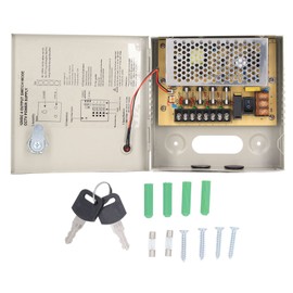 4 Channel 12V CCTV Power Supply 3A Fuse Closed Circuit TV Power Supply with Metal Box Lock