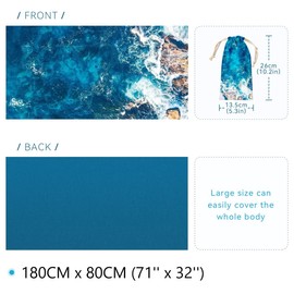 MissRui Beach Towel, Bath Towel, Microfiber Towel, Swim Towel, 70.9 x 31.5 inches (180 x 80 cm), Soft, Sandproof, Quick Drying, Large, Super Absorbent, Lightweight, Thin, Double-Sided, Large, Cute, Compact, For Pools, Hot Springs, Beaches, Travel, Easy t