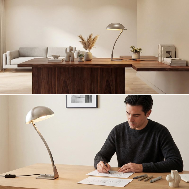 PSDSSHIIS 18.4" Metal Desk Lamp Modern Industrial Table Lamp, Adjustable