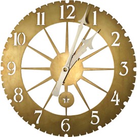 WEEMS & PLATH Solid Brass Jeffersonian Wall Clock - 16 Dia. x 1.25 D'