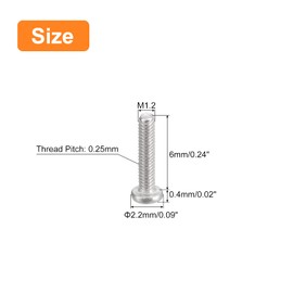 sourcing map M1.2-0.25 x 6 mm, Pack of 100 Flat Round Head Screws 304 Stainless Steel Phillips Drive Machine Screws Hardware Fastener for Furniture Connection
